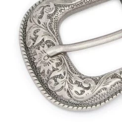 Wide Western Belt – Genuine Leather With Silver Buckle 24 Wide Western Belt – Genuine Leather With Silver Buckle -Belt Shop WESS40SIL3PC 1 4