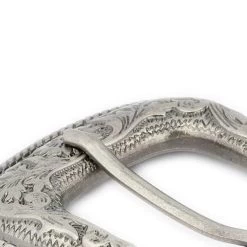 Wide Western Belt – Genuine Leather With Silver Buckle 28 Wide Western Belt – Genuine Leather With Silver Buckle -Belt Shop WESS40SIL3PC 5 4