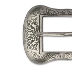 Dark Brown Leather Cowboy Belt With Silver Buckle -Belt Shop WEST30SIST 3 2