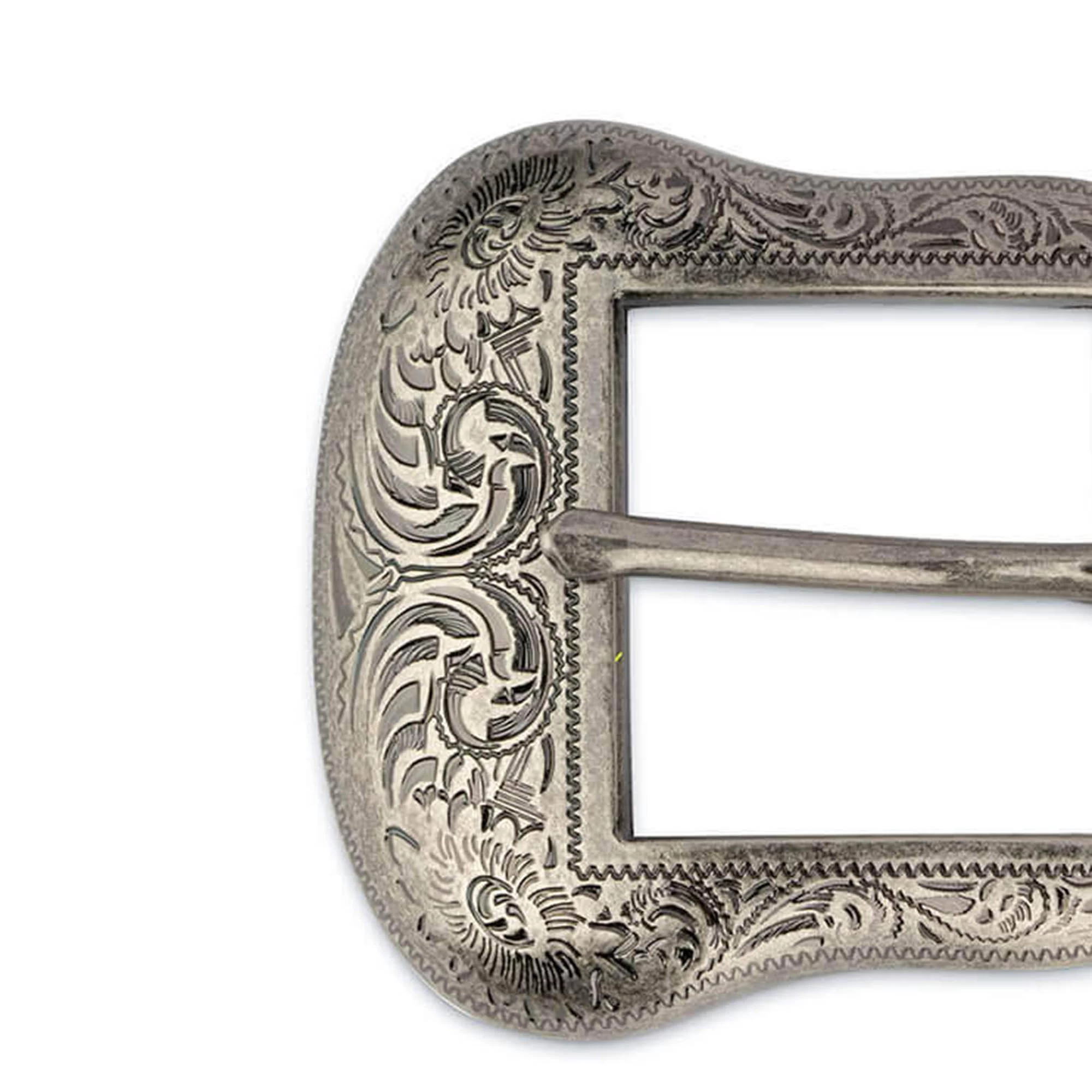 Black Embossed Mens Ranger Belt With Silver Buckle 10 Black Embossed Mens Ranger Belt With Silver Buckle - Image 8