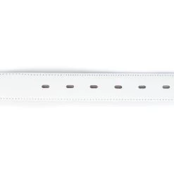 Womens White Belt With Silver Feather Buckle 14 Womens White Belt With Silver Feather Buckle -Belt Shop WTSP30NBSC 3 2