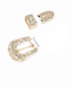 Western Belt Buckle Gold 3 Piece Set 1 Inch