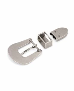 Western Belt Buckle Silver Antique 3 Piece Set -Belt Shop Western Belt Buckle Silver Antique 3 piece set 25 mm 1 inch View from back