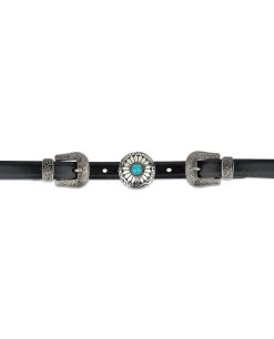 Double Buckle Girls Western Belt -Belt Shop Western Belt Double Buckle With Turquoise Concho 4 1