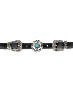Western Belt Double Buckle With Turquoise Concho -Belt Shop Western Belt Double Buckle With Turquoise Concho 6