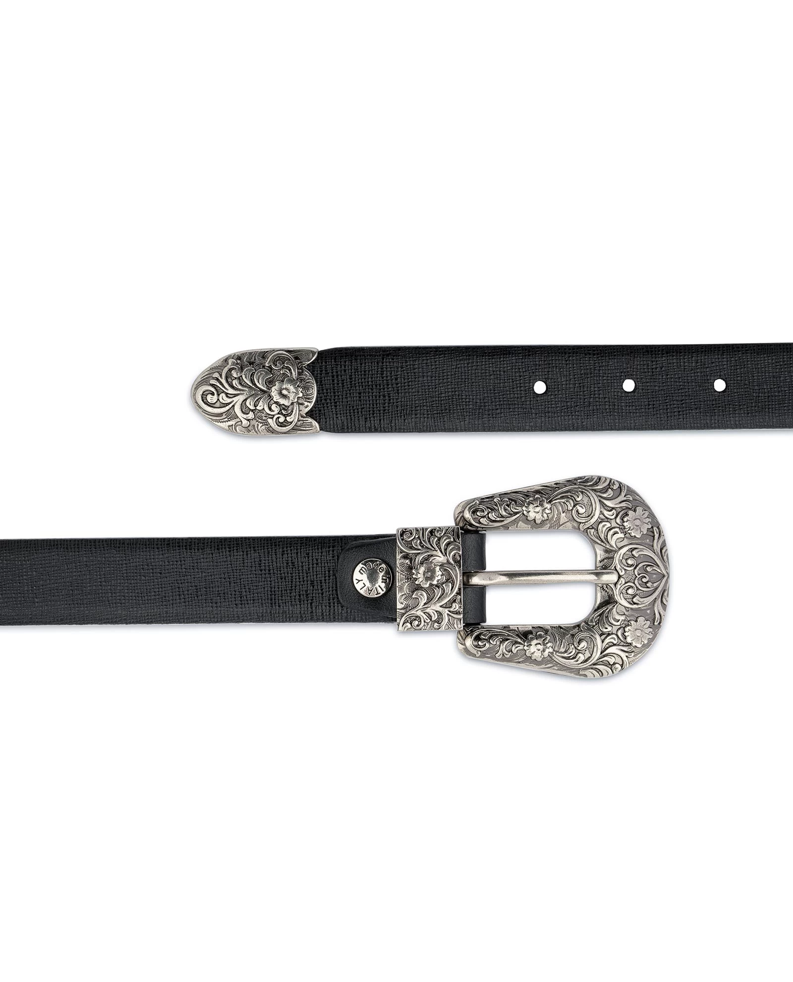 Western Belt For Women | Black Saffiano Leather 6 Western Belt For Women | Black Saffiano Leather - Image 4