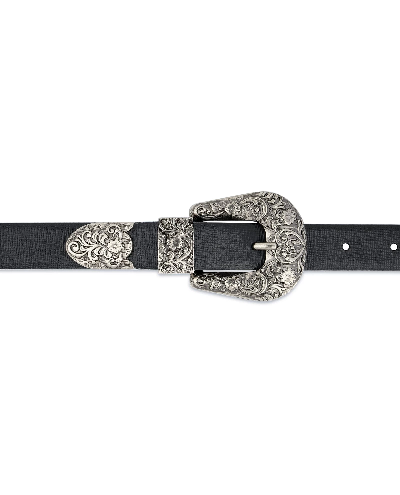 Western Belt For Women | Black Saffiano Leather 3 Western Belt For Women | Black Saffiano Leather