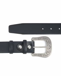 Western Belt Mens | Black Smooth Leather -Belt Shop Western Belt Mens Black Smooth Leather Capo Pelle