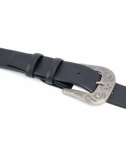 Western Belt Mens | Black Smooth Leather -Belt Shop Western Belt Mens Black Smooth Leather On pants