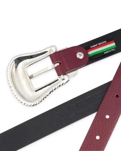 Western Burgundy Belt For Women -Belt Shop Western Burgundy Belt For Women Made in Italy