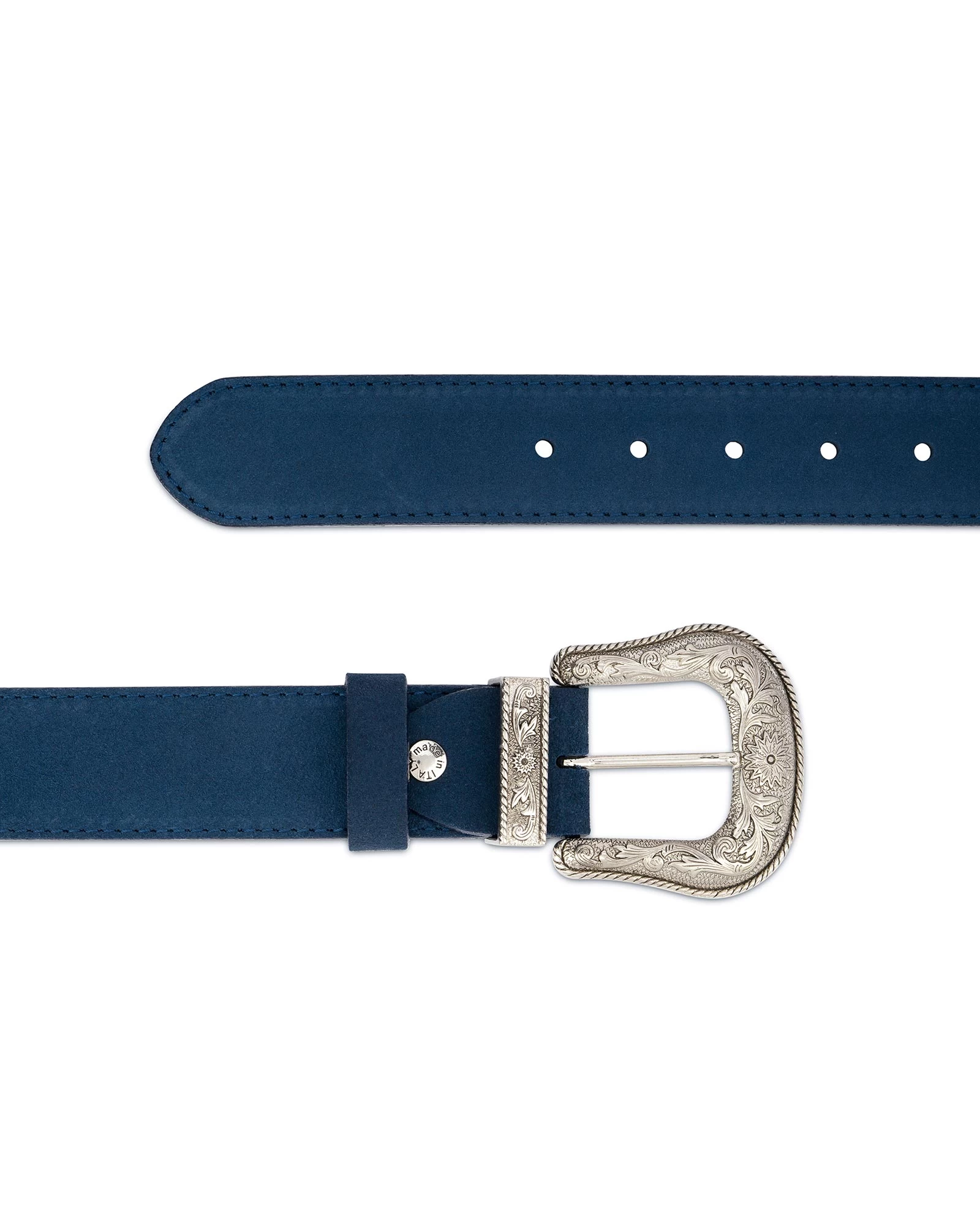 Western Cowboy Belt | Blue Suede Leather 3 Western Cowboy Belt | Blue Suede Leather