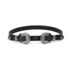 Western Double Buckle Belt For Women | Black Croco Leather -Belt Shop Western Double Buckle Belt For Women Black Croco Leather 1