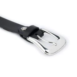 Western Silver Chain Belt For Women | Black Full Grain Leather -Belt Shop Western Silver Chain Belt For Women Black Full Grain Leather 12