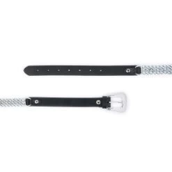 Western Silver Chain Belt For Women | Black Full Grain Leather