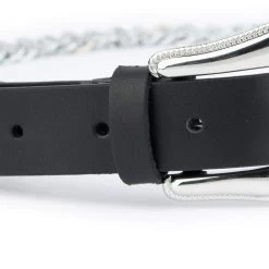 Western Silver Chain Belt For Women | Black Full Grain Leather -Belt Shop Western Silver Chain Belt For Women Black Full Grain Leather 6