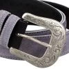 Western Suede Gray Belt 2 Western Suede Gray Belt -Belt Shop Western Suede Gray Belt Buckle Image