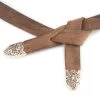 Western Tie Leather Belt | Brown Tanned With Gold Tips -Belt Shop Western Tie Leather Belt Brown Tanned With Gold Tips 2