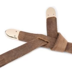 Western Tie Leather Belt | Brown Tanned With Gold Tips -Belt Shop Western Tie Leather Belt Brown Tanned With Gold Tips 3