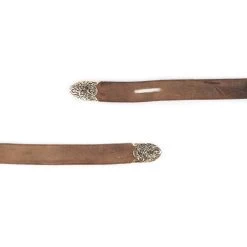 Western Tie Leather Belt | Brown Tanned With Gold Tips -Belt Shop Western Tie Leather Belt Brown Tanned With Gold Tips 5