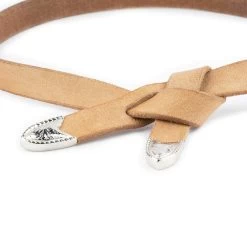 Western Tie Leather Belt | Natural Full Grain With Silver Tips 11 Western Tie Leather Belt | Natural Full Grain With Silver Tips -Belt Shop Western Tie Leather Belt Natural Full Grain With Silver Tips 4