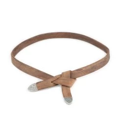 Western Tie Leather Belt – Tan Brown With Silver Tips -Belt Shop Western Tie Leather Belt Tan Brown With Silver Tips 1