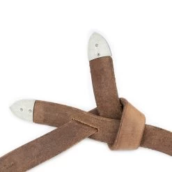 Western Tie Leather Belt – Tan Brown With Silver Tips -Belt Shop Western Tie Leather Belt Tan Brown With Silver Tips 3
