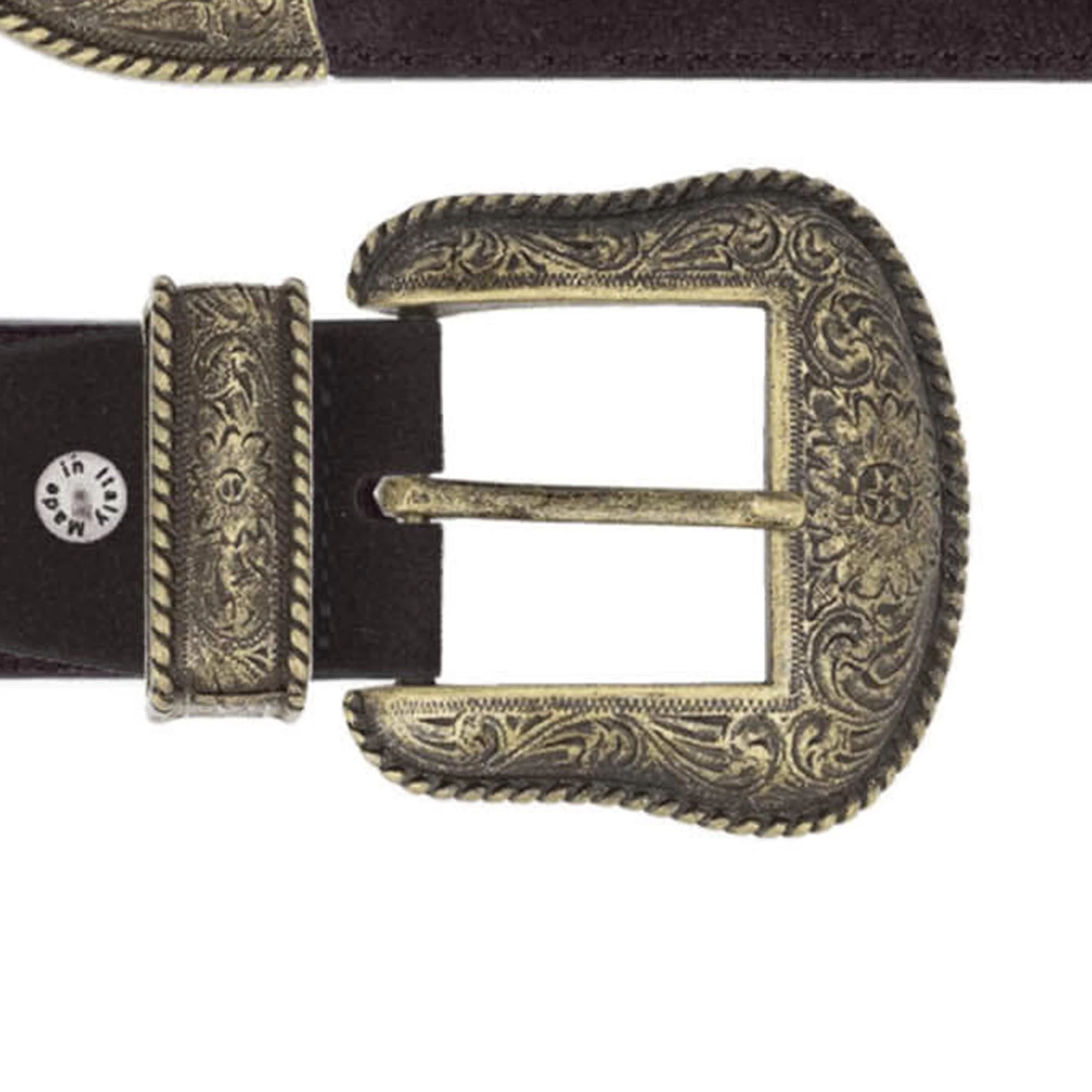 Western Brown Suede Belt With Antique Gold Buckle 3 Western Brown Suede Belt With Antique Gold Buckle
