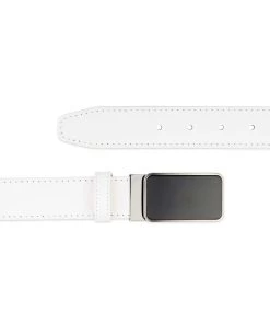 White Leather Belt With Black Buckle