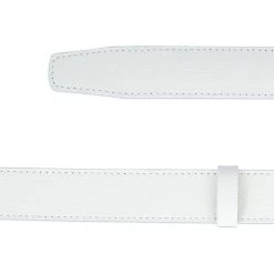 White Ratchet Mens Belt With Plaque Buckle -Belt Shop White Leather Ratchet Belt Strap 35 Mm 003 9