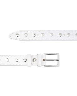 White Studded Belt | Genuine Leather
