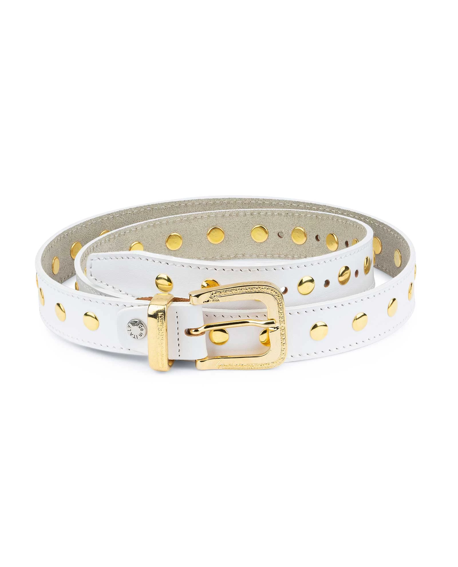 White Studded Belt With Gold Rivets 5 White Studded Belt With Gold Rivets - Image 4