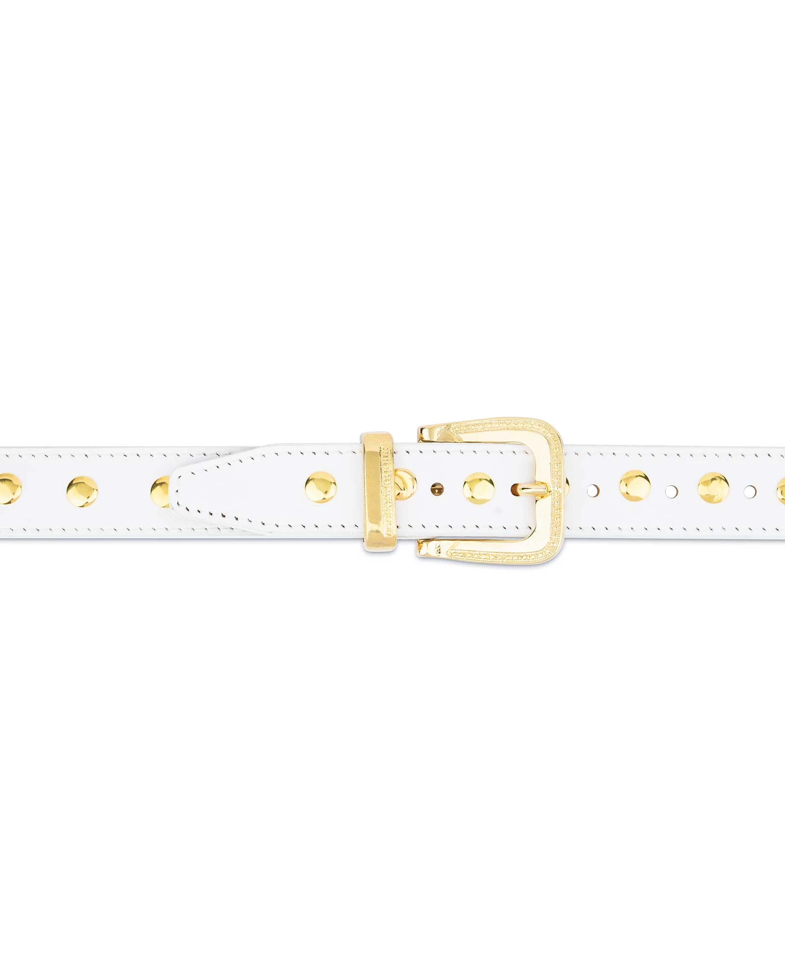 White Studded Belt With Gold Rivets 3 White Studded Belt With Gold Rivets - Image 2