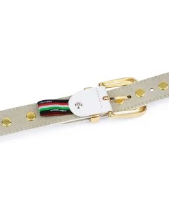 White Studded Belt With Gold Rivets 11 White Studded Belt With Gold Rivets -Belt Shop White Studded Belt With Gold Rivets 6