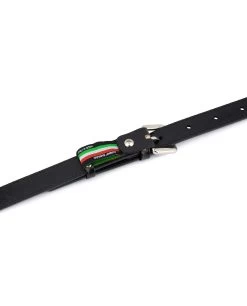 Black Leather Belt For Kids | Red Stitching -Belt Shop Womens Black Leather Belt Red Stitched 4 1