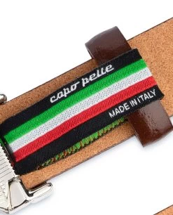 Women’s Brown Leather Belt | Thin 1 Inch -Belt Shop Womens Brown Leather Belt Thin 1 inch Woven tag