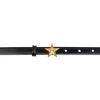 Black Boys Belts With Brass Star Buckle -Belt Shop Womens Thin Black Belt Brass Star Buckle 3 1