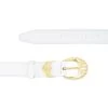 Women’s White Western Belt With Gold Buckle