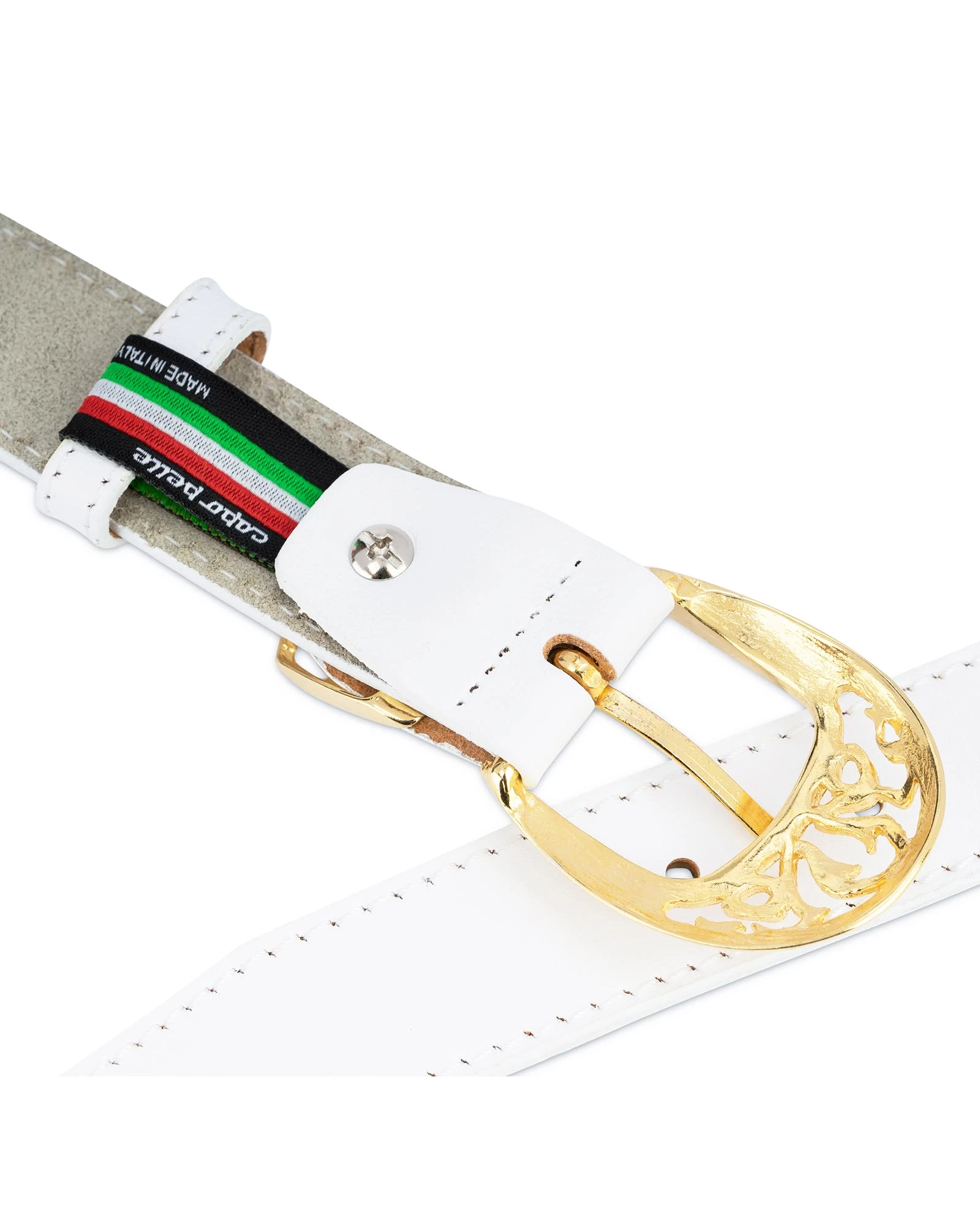 Women’s White Western Belt With Gold Buckle 4 Women’s White Western Belt With Gold Buckle - Image 2