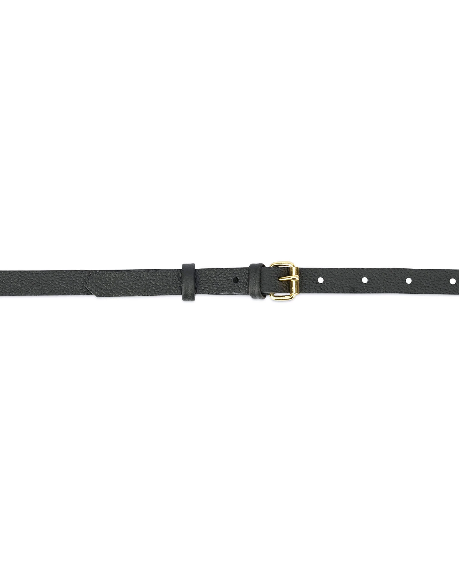Womens Black Belt With Gold Roller Buckle 4 Womens Black Belt With Gold Roller Buckle - Image 2