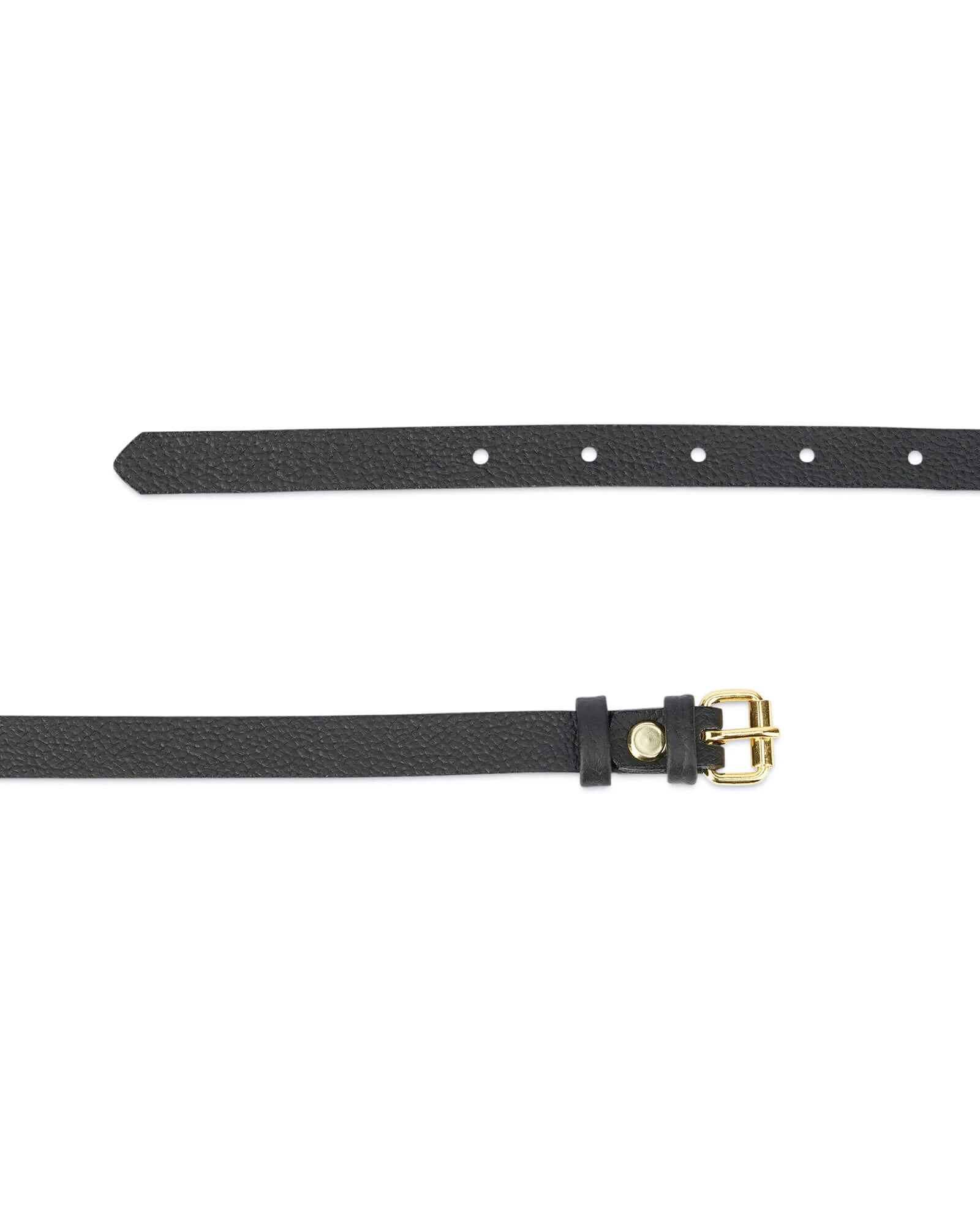 Womens Black Belt With Gold Roller Buckle 6 Womens Black Belt With Gold Roller Buckle - Image 4