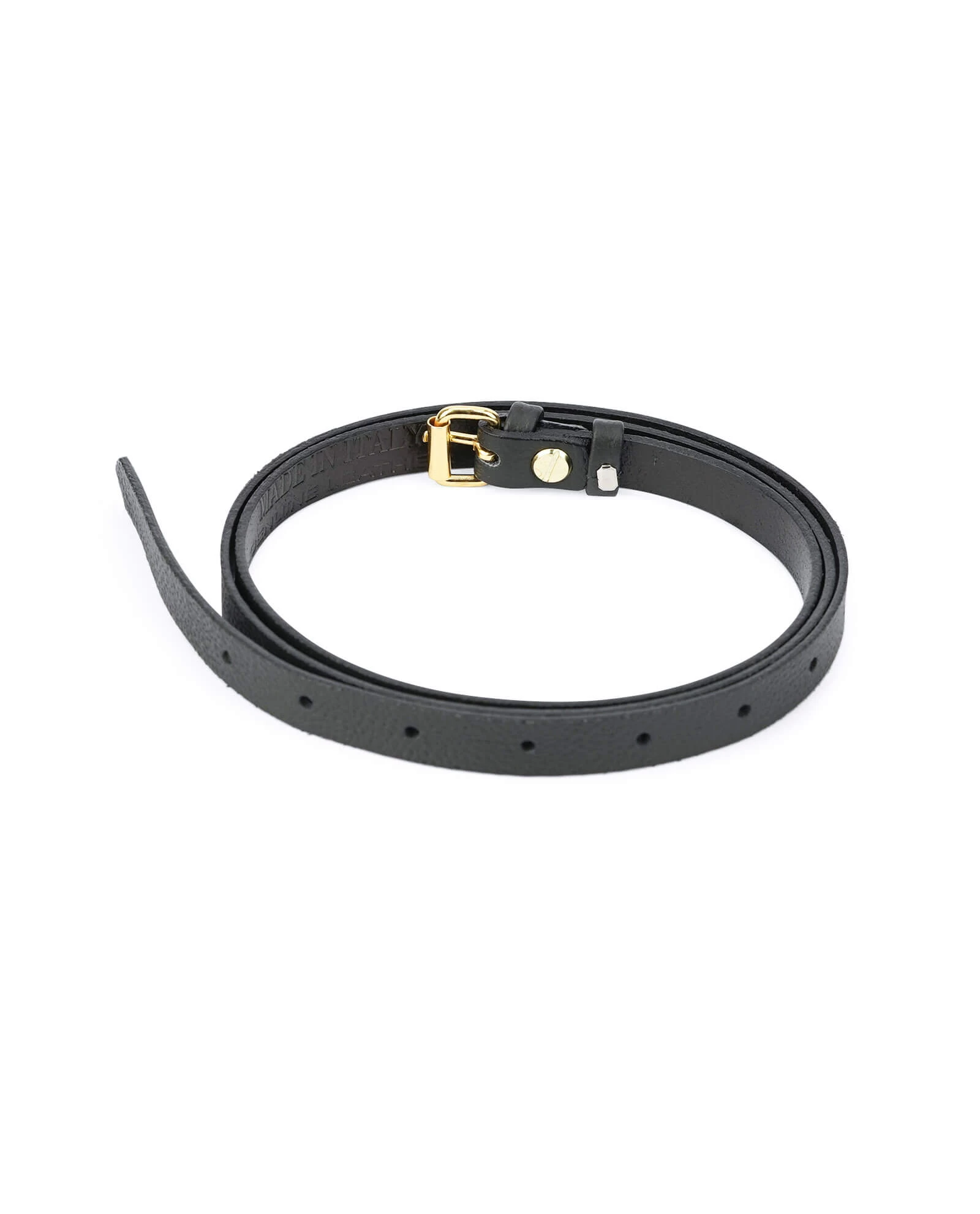 Womens Black Belt With Gold Roller Buckle 7 Womens Black Belt With Gold Roller Buckle - Image 5