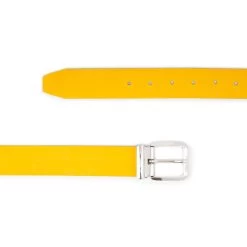 Yellow Leather Belt With Italian Buckle