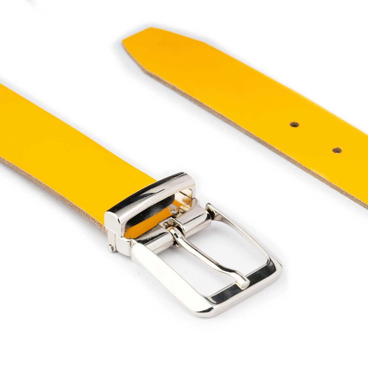 Yellow Leather Belt With Italian Buckle 6 Yellow Leather Belt With Italian Buckle - Image 4