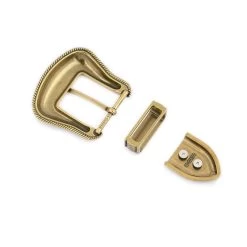 Antique Gold Western Belt Buckle Replacement 3 Piece Set 35 Mm -Belt Shop antique gold western belt buckle replacement 3 piece set 35 mm 4