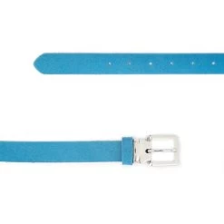 Azure Suede Belt With Silver Buckle