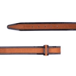 Beige Luxury Belt Strap – Patent Leather With Suede