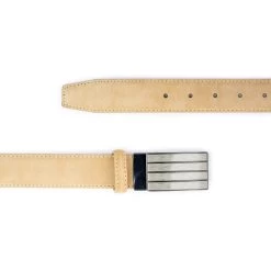 Beige Suede Ratchet Belt With Buckle