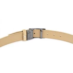 Beige Suede Ratchet Belt With Buckle -Belt Shop beige suede ratchet belt with buckle 4