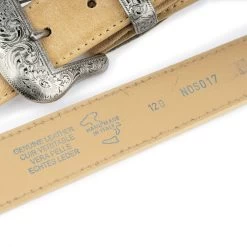Beige Suede Western Belt With Silver Buckle -Belt Shop beige suede western belt with silver buckle 9