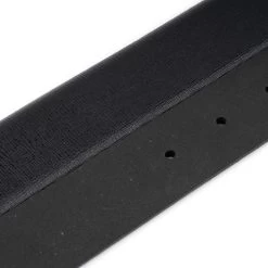 Belt Strap With Snaps For Buckle Black Saffiano Leather